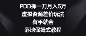 PDD挥一刀月入5万,虚拟资源项目价格差游戏玩法,两双手便会,落地式跟踪服务实例教程-创业资源网