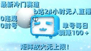 全新小众跑道,b站24钟头无人直播 0违反规定0封禁,运单号每日躺着赚钱100+引流矩阵放…-创业资源网