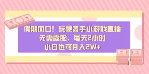 假日出风口！造梗大神小游戏直播，不用漏脸，每日2钟头，新手也可以月入2W-创业资源网