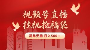 最新视频号直播挂机抢福袋项目，简单无脑，批量产出实物，轻松日入500＋-创业资源网