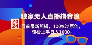 2024独家代理无人直播撸抖币,现阶段全新视频剪辑,100%过原创设计,快速上手日入1000-创业资源网