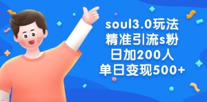 soul3.0游戏玩法精准引流方法s粉,日加200人单日转现500-创业资源网