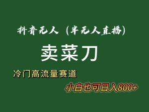 抖音无人直播卖菜刀日入800+!冷门品流量大,全套教程+软件!-创业资源网