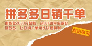 拼多多平台日销千单夏令营2023完整篇,从0逐渐陪你搞好拼多多平台,让日销千单可…-创业资源网