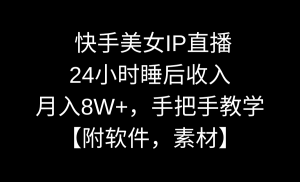 快手美女IP直播，24小时睡后收入，月入8W+，手把手教学【附软件，素材】-创业资源网