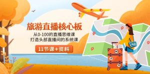 度假旅游-直播间核心板,从0-100的直播间思维课,打造出头顶部抖音直播间系统软件课-创业资源网