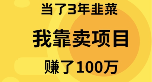 当了3年韭菜,我靠卖项目赚了100万-创业资源网