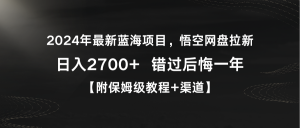 2024年全新蓝海项目,悟空网盘引流,日入2700 错过了后悔莫及一年【附家庭保姆级教…-创业资源网
