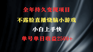 2024年 最佳新项目,烧脑小游戏不露脸直播  新手易上手 零门槛 一天盈利2500-创业资源网