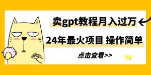 24年最火项目,卖gpt教程月入过万,操作简单-创业资源网