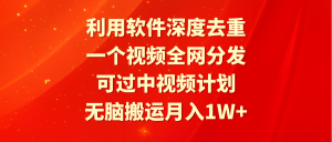 利用计算机深层去重复,一个视频各大网站派发,能过中视频伙伴,没脑子运送月入1W-创业资源网