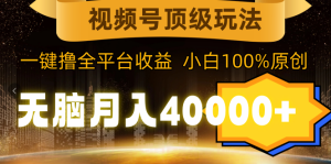 视频号顶级玩法,无脑月入40000+,一键撸全平台收益,纯小白也能100%原创-创业资源网