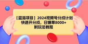 【蓝海项目】2024微信视频号分为方案,迅速开分为,日打造爆款8000 ,附游戏玩法实例教程-创业资源网
