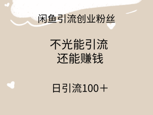 闲鱼精准引流创业粉丝,日引流100+,引流过程还能赚钱-创业资源网