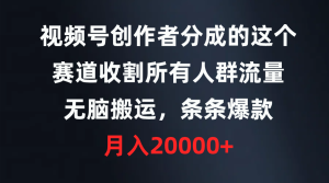 视频号创作者分成的这个赛道,收割所有人群流量,无脑搬运,条条爆款,…-创业资源网
