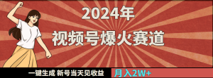 2024年视频号爆火赛道,一键生成,新号当天见收益,月入20000+-创业资源网