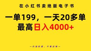 在小红书卖绝版电子书,一单199 一天最多搞20多单,最高日入4000+教程+资料-创业资源网