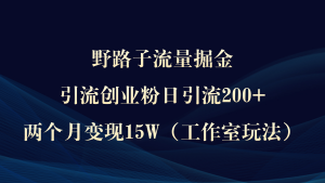 野路子流量掘金,引流创业粉日引流200+,两个月变现15W)-创业资源网