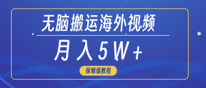 没脑子运送海外短视频,3min入门0门坎,月入5W-创业资源网