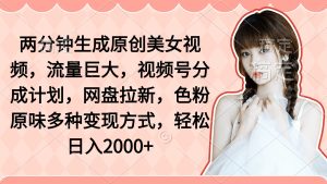 2分钟形成原创设计美女丝袜,总流量极大,微信视频号分为方案,百度云盘引流,颜料原…-创业资源网