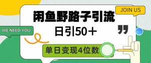 闲鱼野路子引流创业粉,日引50+,单日变现四位数-创业资源网