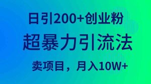 超暴力引流法,日引200+创业粉,卖项目月入10W+-创业资源网