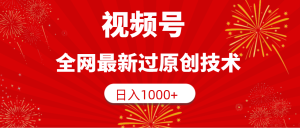 微信视频号,各大网站全新过原创技术,日入1000-创业资源网