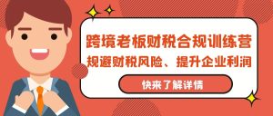 跨境电商老总-财税合规夏令营,避开涉税风险、提高公司利润-创业资源网