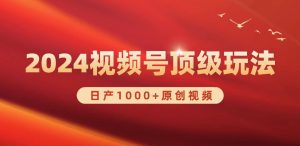 2024微信视频号新生态,日产1000 原创短视频,真正实现日入3000-创业资源网