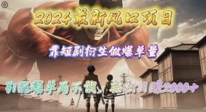 2024全新蓝海项目,靠短剧剧本衍化做打造爆款量,引流方法打造爆款轻轻松松日赚2000-创业资源网