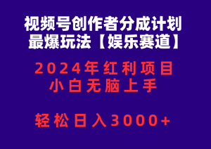微信视频号原创者分为2024最爆游戏玩法【游戏娱乐跑道】,新手没脑子入门,轻轻松松日入3000-创业资源网