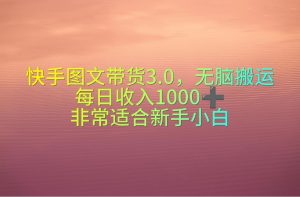 快手视频图文并茂卖货3.0,没脑子运送,每日收益1000+,特别适合新手入门-创业资源网
