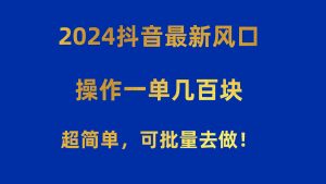 2024抖音最新出风口!实际操作一单几百元!超级简单,可大批量去干!!!-创业资源网