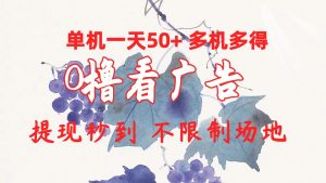 0撸看广告 单机一天50+多机多得 提现秒到 不限制场地操作-创业资源网