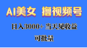 AI漂亮美女 撸视频号分为，当日见盈利，日入3000 ，可大批量！！！-创业资源网