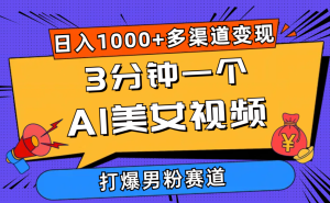 3min一个AI美女丝袜,打穿粉丝总流量,日入1000 多种渠道转现,简单暴力,…-创业资源网