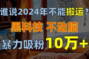 为什么说2024年不可以运送？只出手不动脑，自媒体单月暴力行为增粉10000-创业资源网