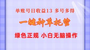一键种草托管 单账号日收益13元 10个账号一天130 绿色稳定 可无限推广-创业资源网