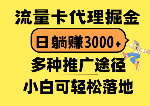 流量卡代理掘金,日躺赚3000+,首码平台变现更暴力,多种推广途径,新…-创业资源网