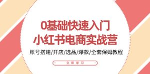 0基础快速入门-小红书电商实战营：账号搭建/开店/选品/爆款/全套保姆教程-创业资源网