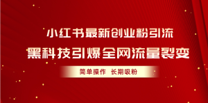 小红书最新创业粉引流,黑科技引爆全网流量裂变,简单操作长期吸粉-创业资源网