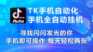 海外抖音TK手机自动挂机,每天轻松搞2张-创业资源网