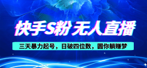 快手视频S粉没有人直播教学视频,零粉三天暴力行为养号,日破四位数,小白可入-创业资源网