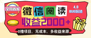 微信阅读4.0卡bug游戏玩法!!0撸,没有成本费有手就行,一天盈利100-创业资源网