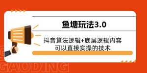 渔塘游戏玩法3.0:抖音的算法逻辑性 底层思维具体内容,能直接实际操作的专业技术-创业资源网
