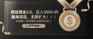 搜狐撸金2.0日入3000+,可无限扩大的翻身项目-创业资源网