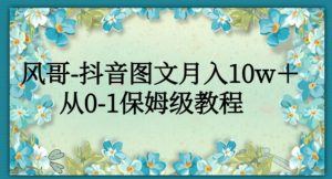 风哥-抖音图文月入10w+,从0-1保姆级教程-创业资源网
