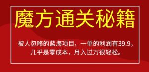 被其他人被忽视蓝海项目,三阶魔方攻畋,一单的盈利有39.9,或许是零成本,月入过万比较轻松【揭秘】-创业资源网