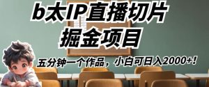 b太IP直播房间切成薄片掘金队最新项目,五分钟一个经典著作,小白可日入2000 【揭秘】-创业资源网