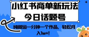 小红书的商单创新模式今日互动话题号，纯运输一分钟一个经典著作，轻松月入1w ！【揭秘】-创业资源网